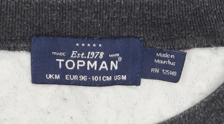 Mens UK Size M Topman Grey Pullover Sweatshirt