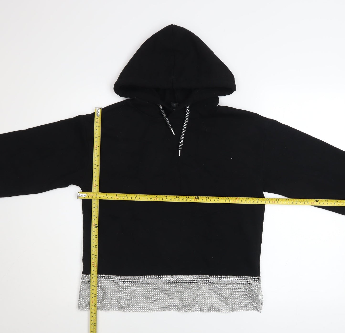 Womens UK Size S River Island Black Pullover Hoodie