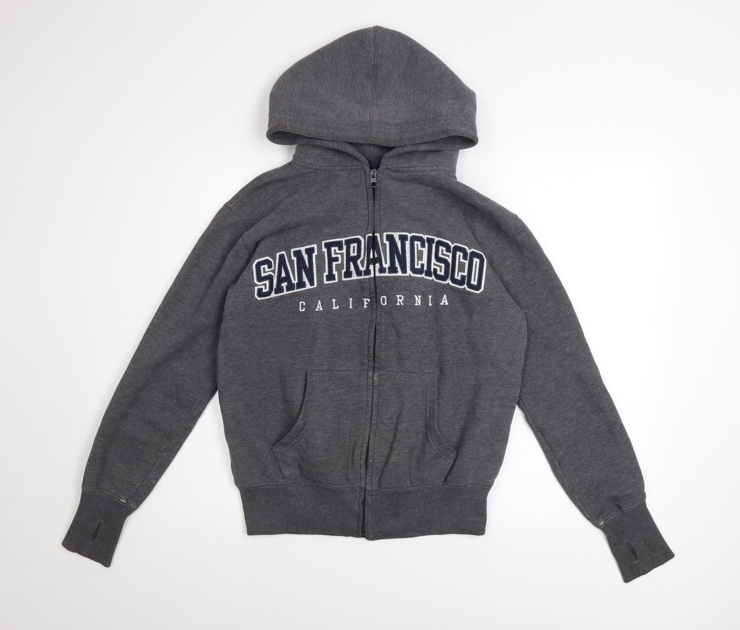 Mens UK Size S Ocean Beach Grey Full Zip Hoodie