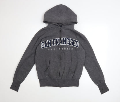 Mens UK Size S Ocean Beach Grey Full Zip Hoodie