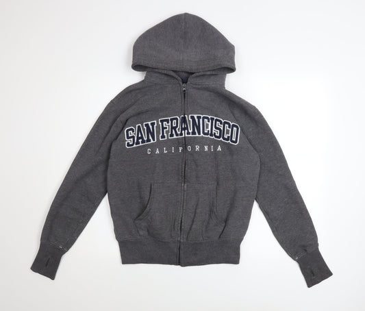 Mens UK Size S Ocean Beach Grey Full Zip Hoodie