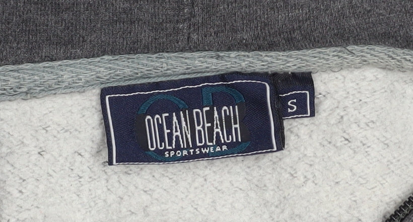 Mens UK Size S Ocean Beach Grey Full Zip Hoodie