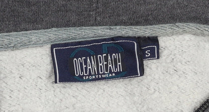 Mens UK Size S Ocean Beach Grey Full Zip Hoodie