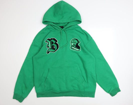 Mens UK Size L H&M Green Pullover Hoodie