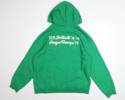 Mens UK Size L H&M Green Pullover Hoodie