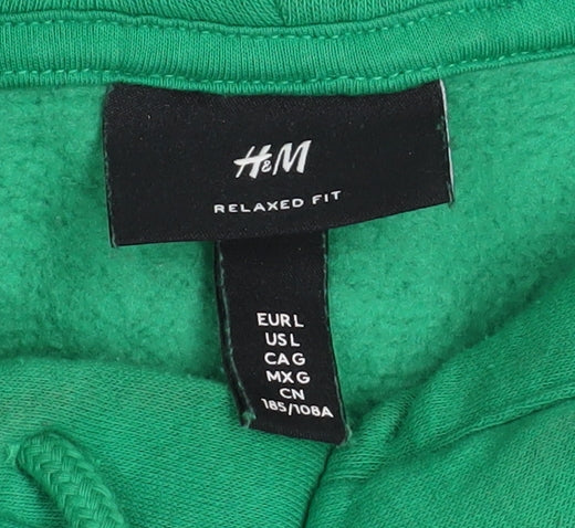 Mens UK Size L H&M Green Pullover Hoodie