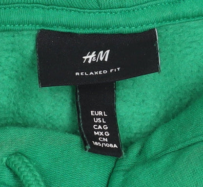 Mens UK Size L H&M Green Pullover Hoodie