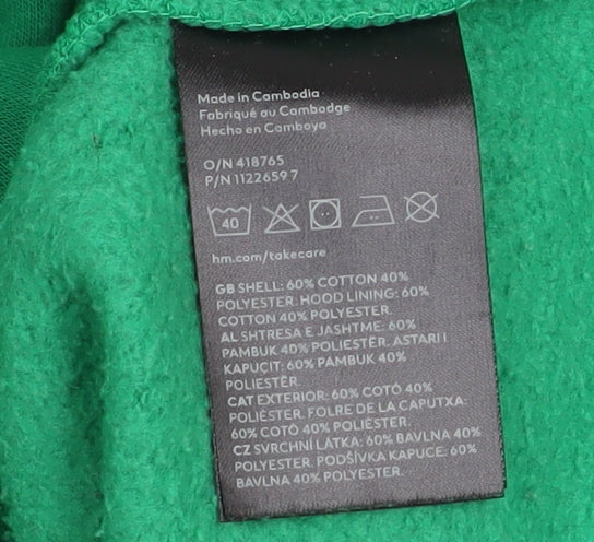 Mens UK Size L H&M Green Pullover Hoodie