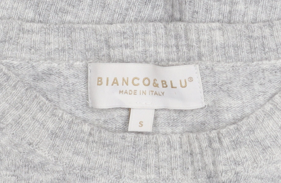Womens UK Size S Bianco&Blu Grey Pullover Jumper