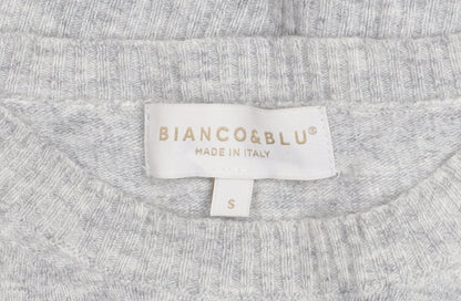 Womens UK Size S Bianco&Blu Grey Pullover Jumper
