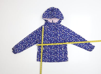 Trespass Girls Blue Polka Dot Waterproof Hooded Rain Coat 3-4 Years