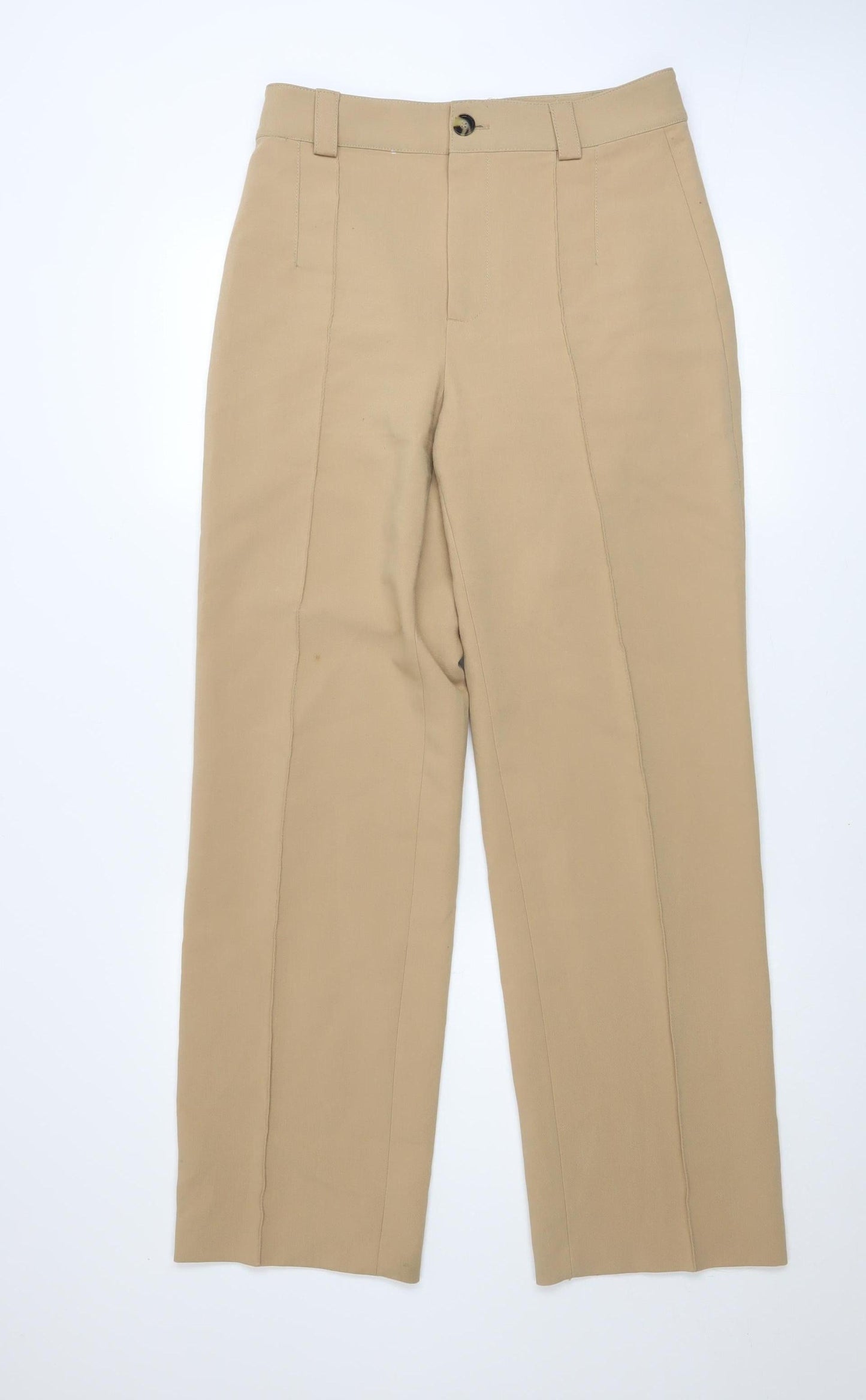 Womens UK Size M Zara Regular Fit Chino Beige Trousers