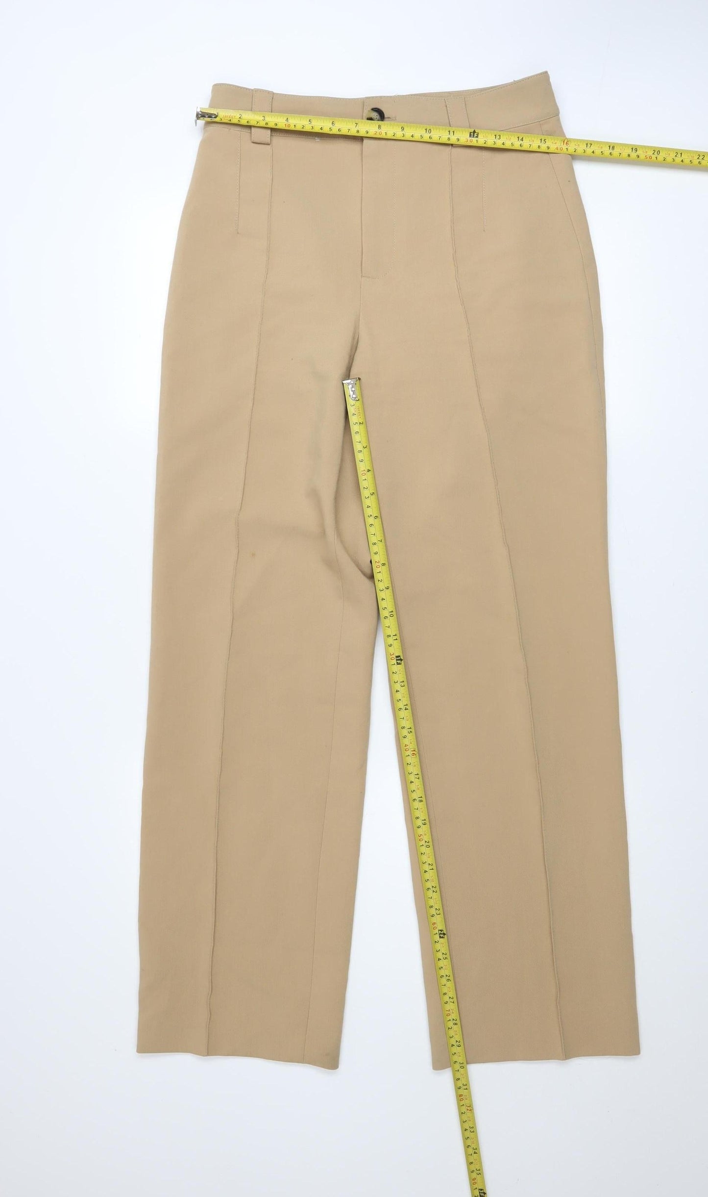Womens UK Size M Zara Regular Fit Chino Beige Trousers