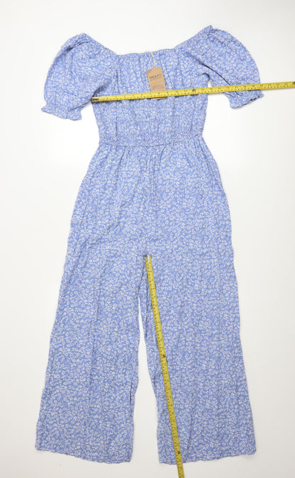 Next Girls Blue Floral Off Shoulder Jumpsuit Size 14 Years