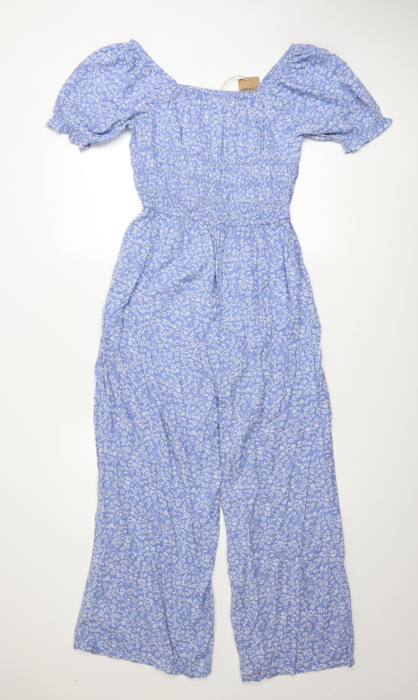 Next Girls Blue Floral Off Shoulder Jumpsuit Size 14 Years