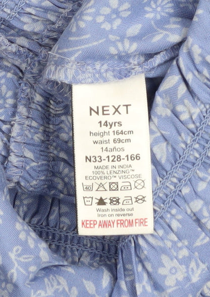 Next Girls Blue Floral Off Shoulder Jumpsuit Size 14 Years