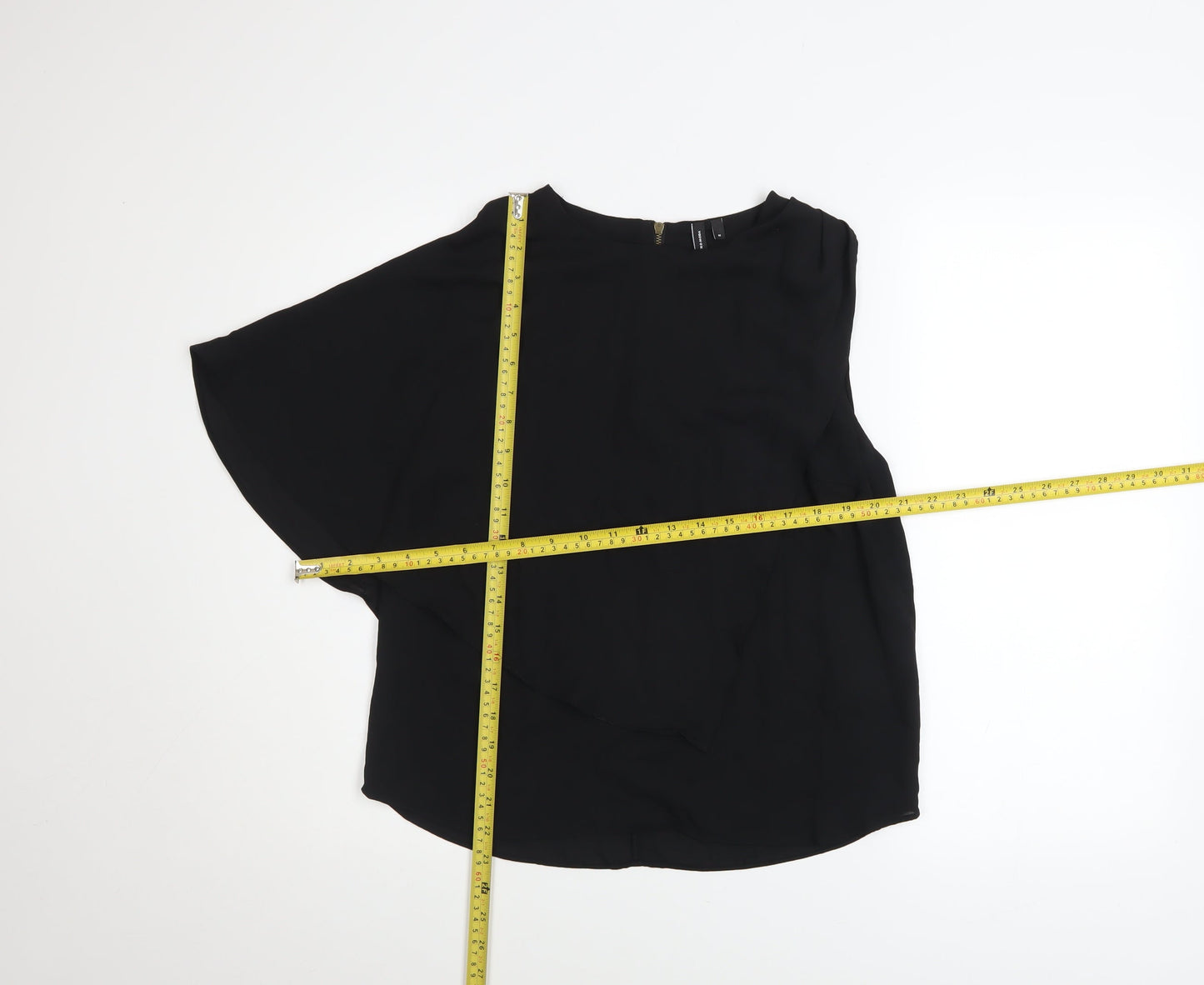 Womens UK Size M VERO MODA Black Wrap Blouse