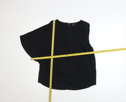 Womens UK Size M VERO MODA Black Wrap Blouse