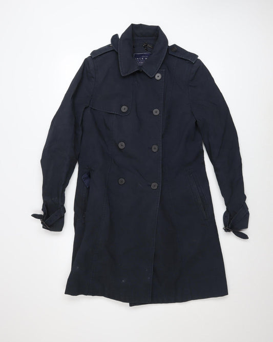 Womens UK Size 10 Jack Wills Blue Trench Coat
