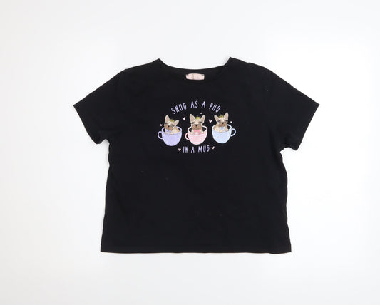 Girls UK Size 13-14 Years Lipsy Black Basic T-Shirt