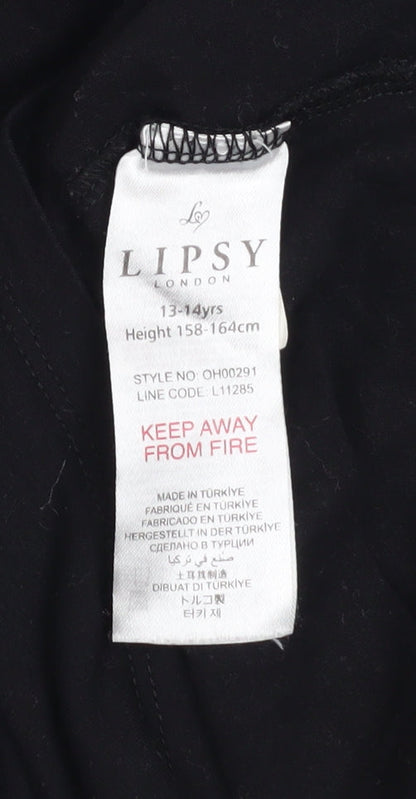 Girls UK Size 13-14 Years Lipsy Black Basic T-Shirt
