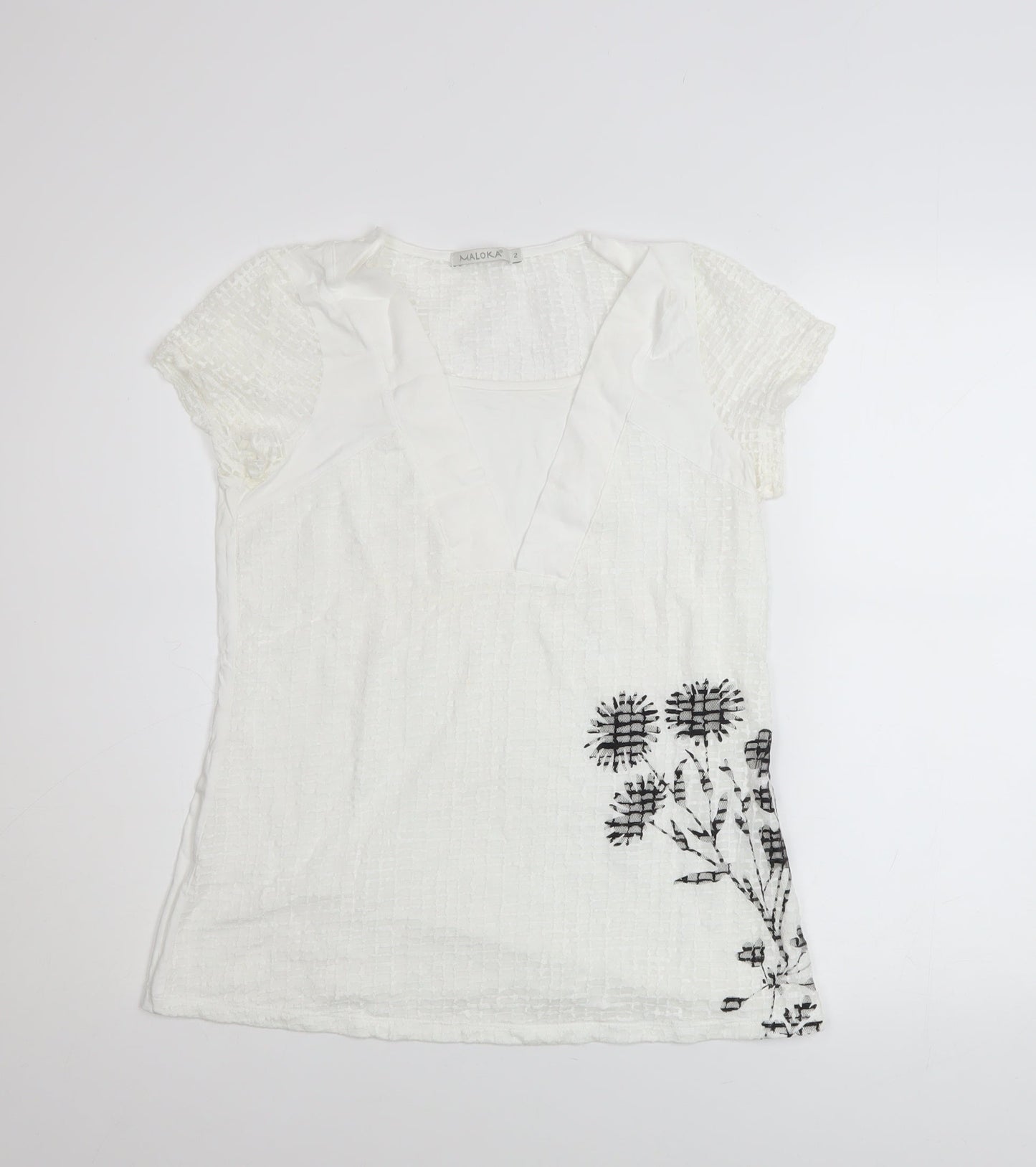 Womens UK Size 10 Maloka White Tunic Blouse