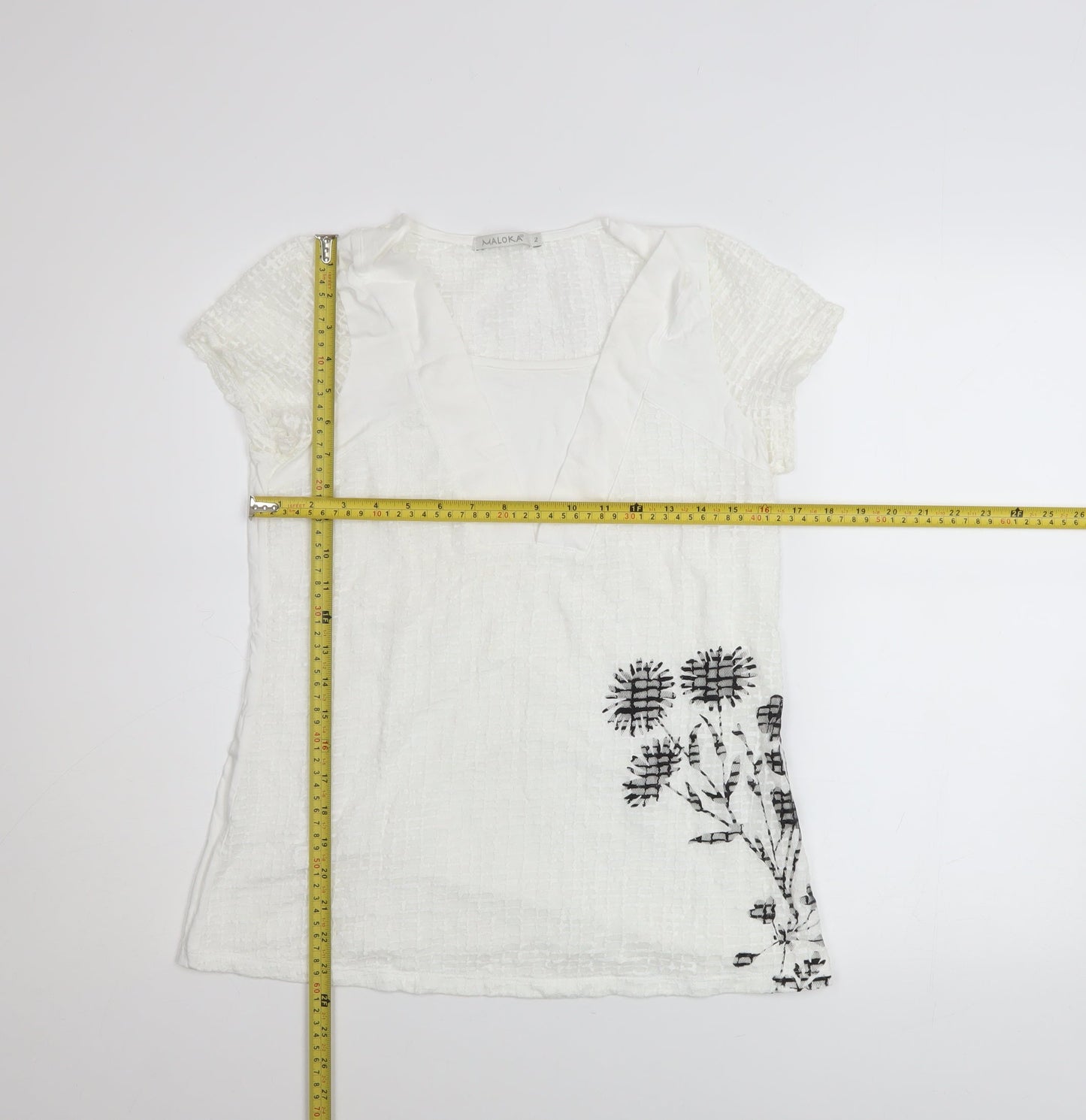 Womens UK Size 10 Maloka White Tunic Blouse