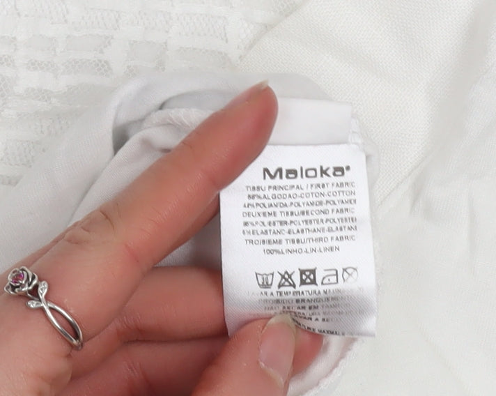Womens UK Size 10 Maloka White Tunic Blouse