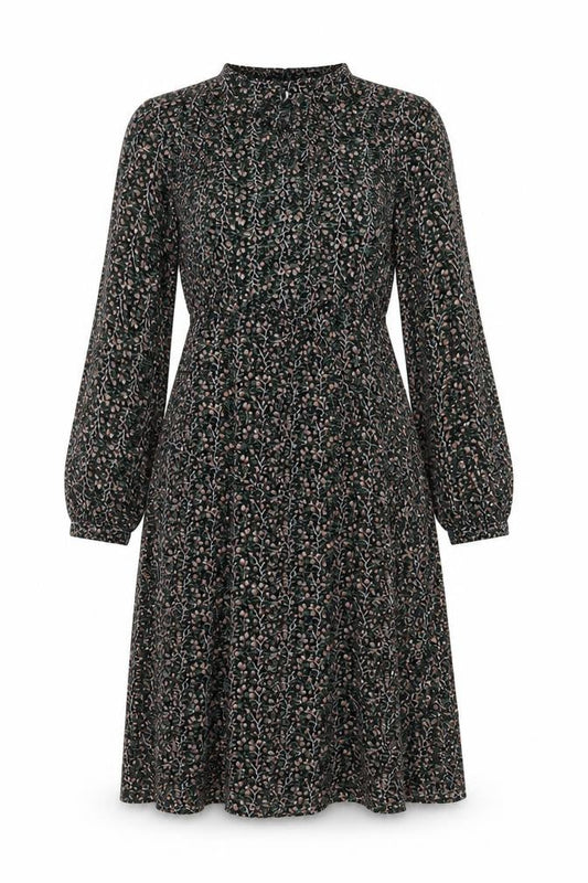 Front view of Object women’s multicoloured floral midi fit & flare dress, size UK 8