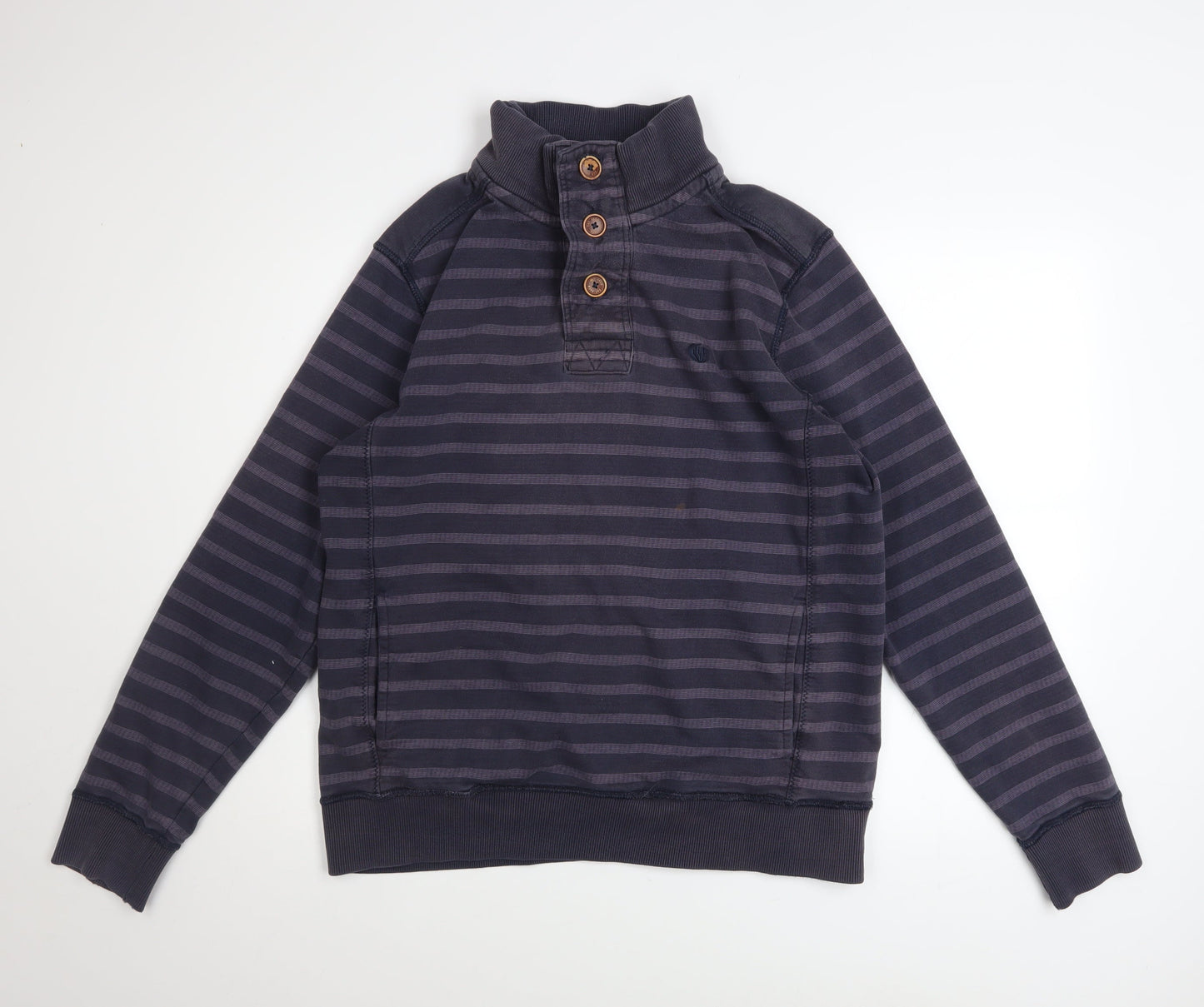 Mens UK Size M Fat Face Blue Henley Sweatshirt