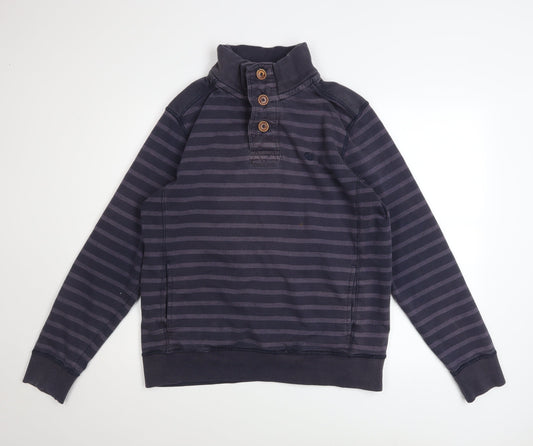 Mens UK Size M Fat Face Blue Henley Sweatshirt
