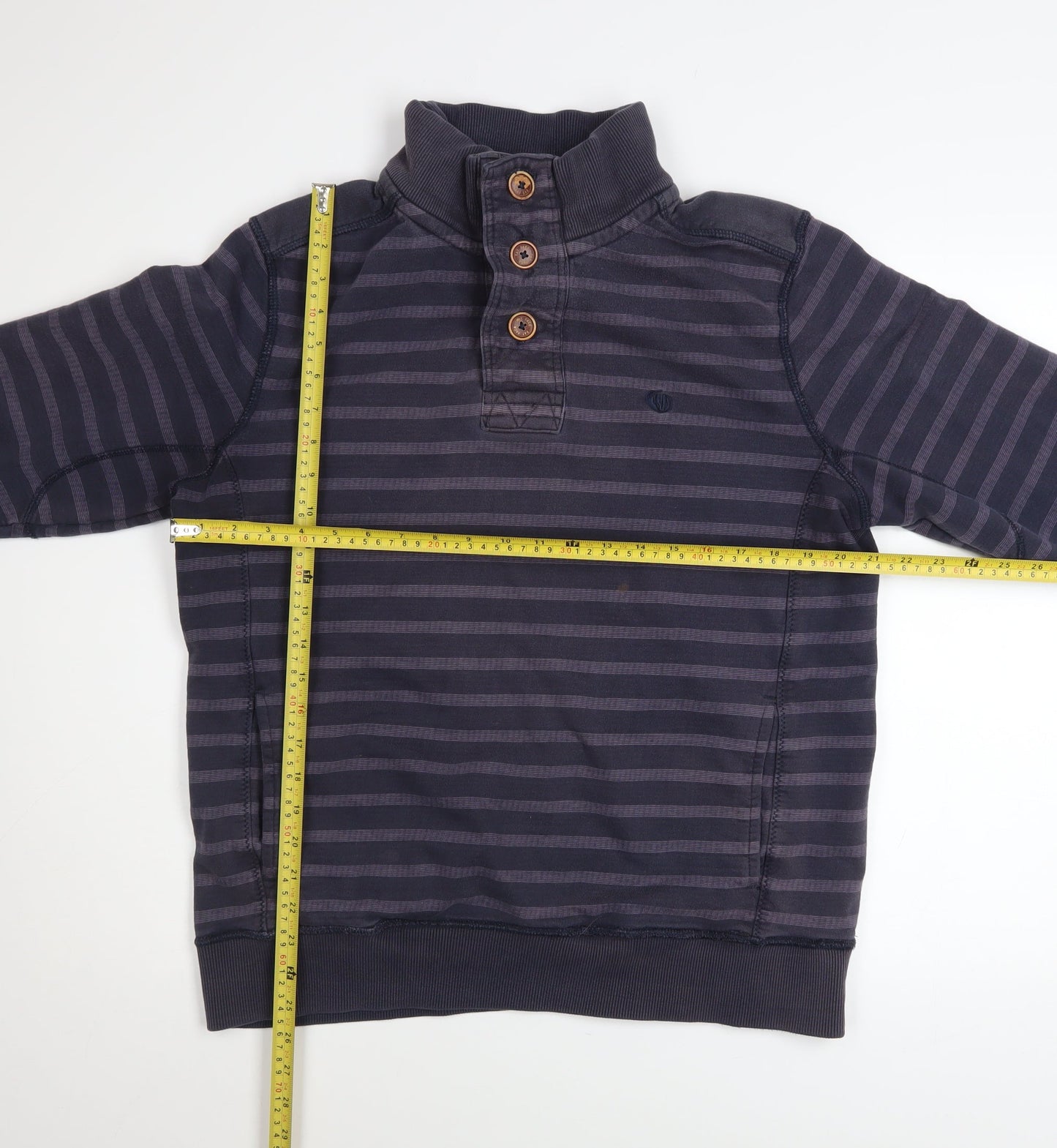 Mens UK Size M Fat Face Blue Henley Sweatshirt