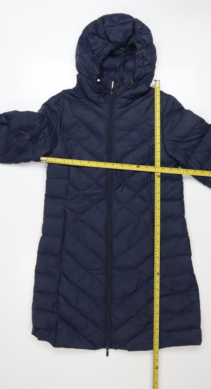 David Barry Women’s Blue Long Hooded Down Puffer Coat Size 12