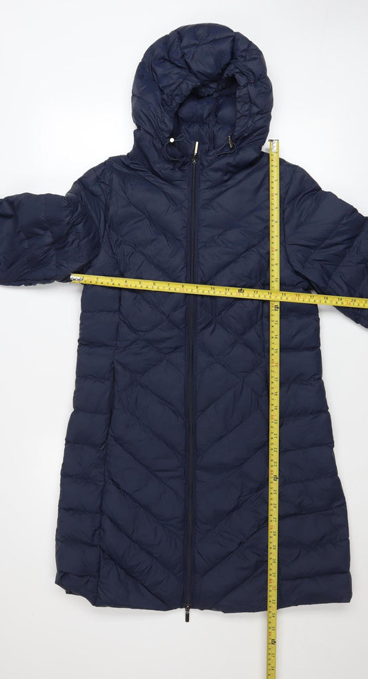 David Barry Women’s Blue Long Hooded Down Puffer Coat Size 12
