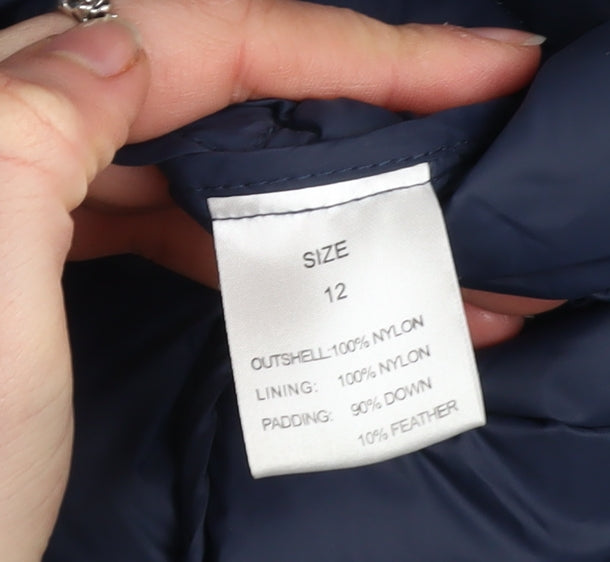 David Barry Women’s Blue Long Hooded Down Puffer Coat Size 12