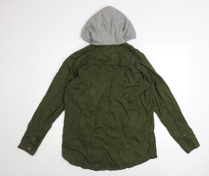 H&M Divided Women’s Green Cotton Military Hooded Jacket Size 10