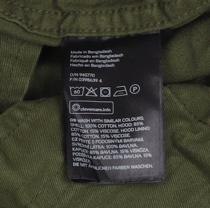 H&M Divided Women’s Green Cotton Military Hooded Jacket Size 10