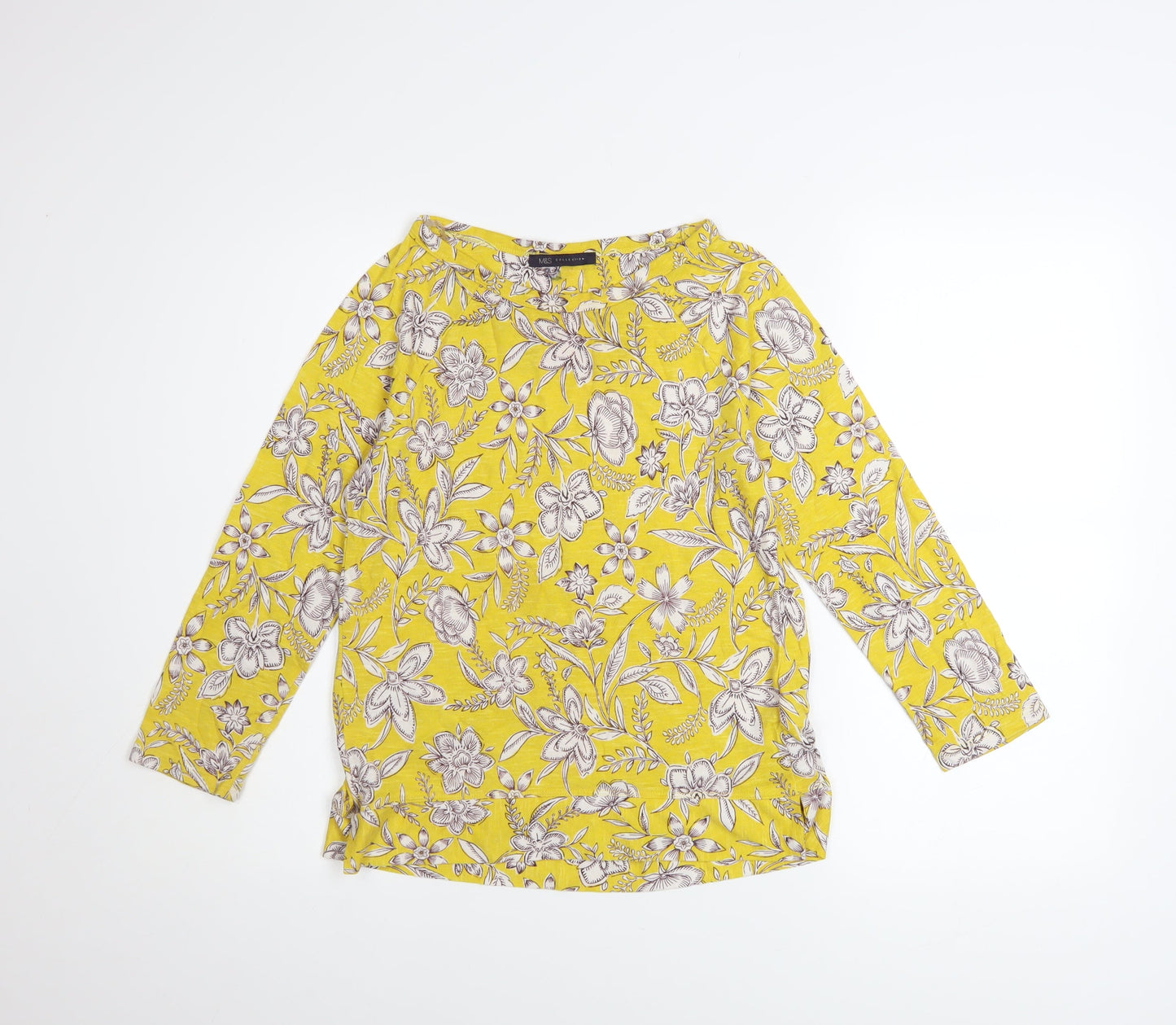 Womens UK Size 8 Marks and Spencer Yellow Tunic T-Shirt