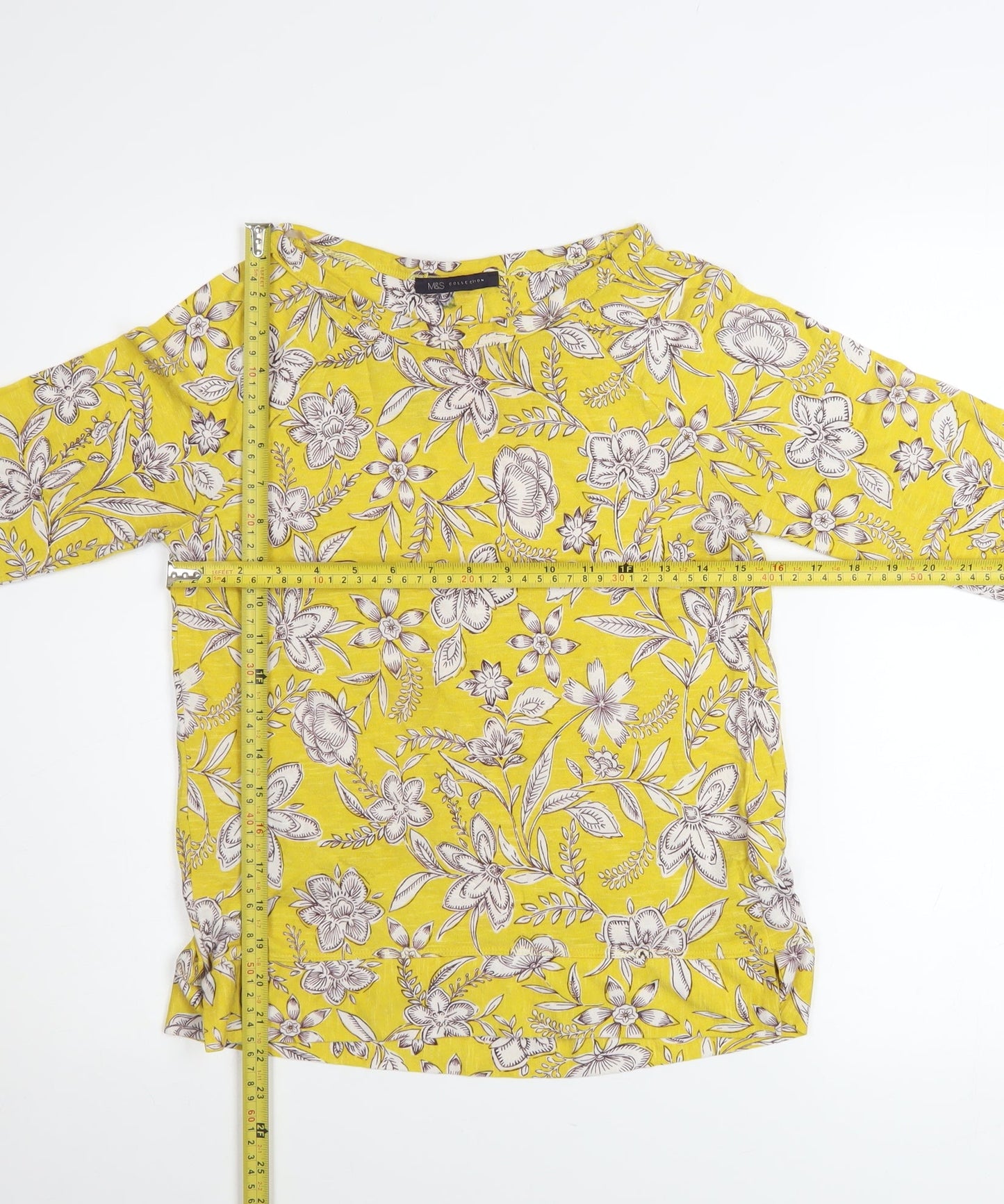 Womens UK Size 8 Marks and Spencer Yellow Tunic T-Shirt