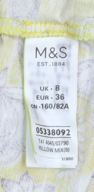 Womens UK Size 8 Marks and Spencer Yellow Tunic T-Shirt