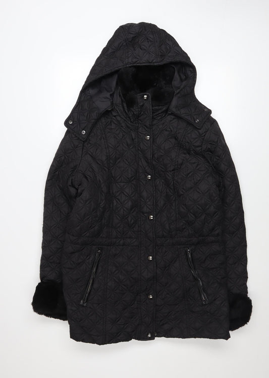 Womens UK Size M Marc New York Black Quilted Coat