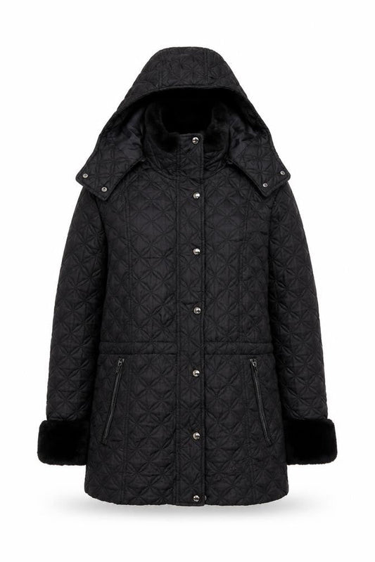 Womens UK Size M Marc New York Black Quilted Coat