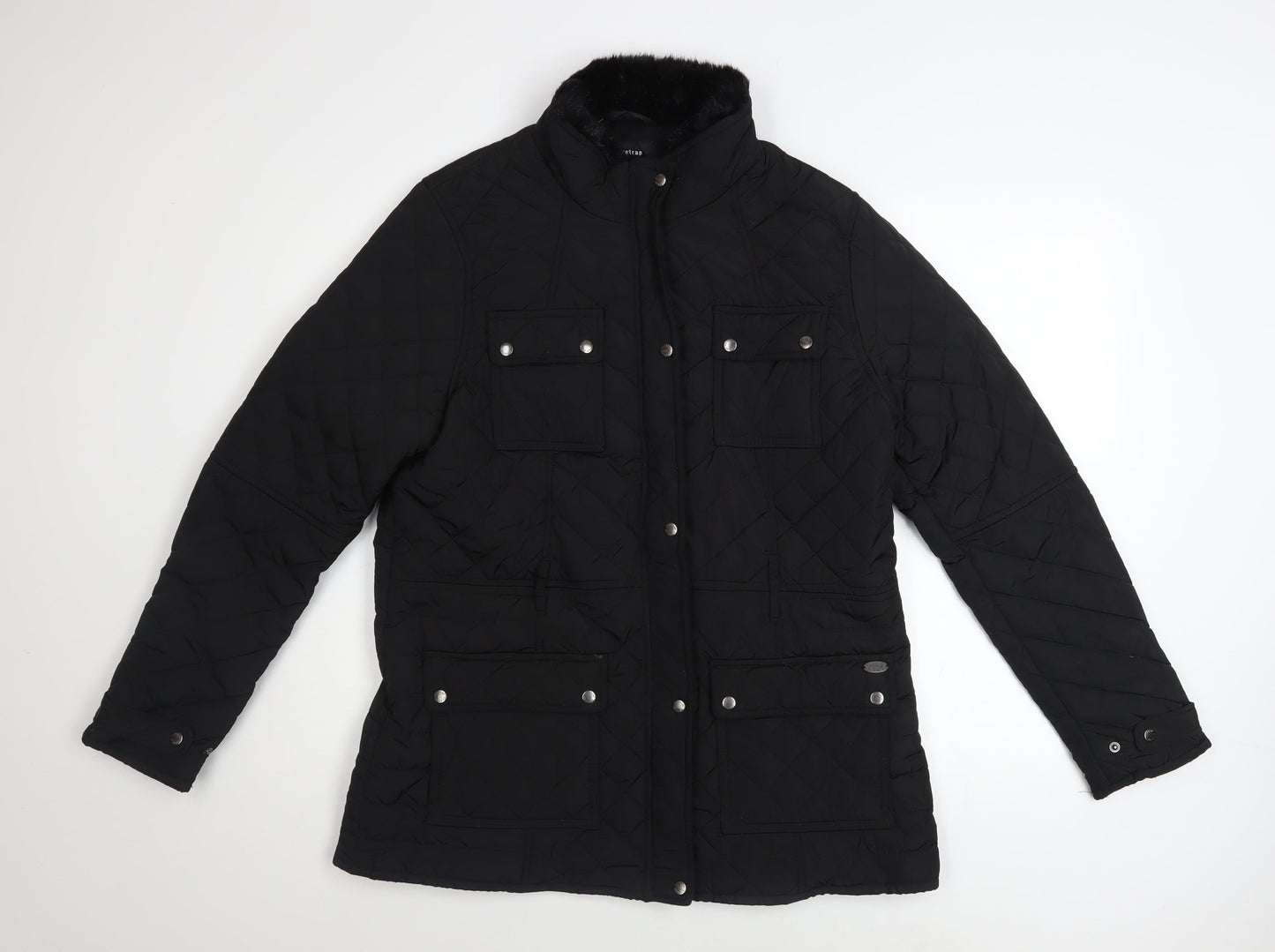 Firetrap Womens Black Quilted Mid-Length Jacket Size 14