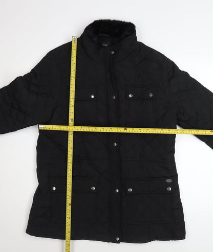 Firetrap Womens Black Quilted Mid-Length Jacket Size 14