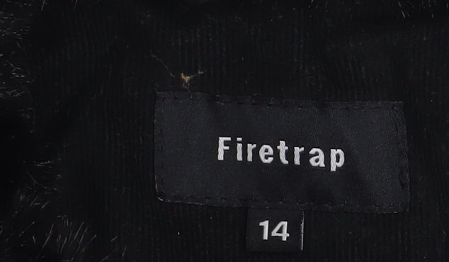 Firetrap Womens Black Quilted Mid-Length Jacket Size 14