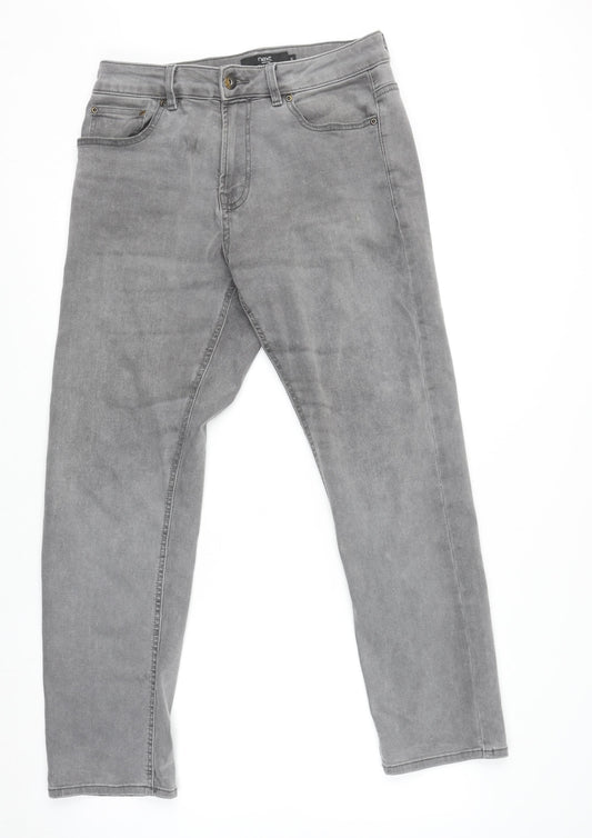 Mens UK Size M NEXT Regular Fit Straight Grey Jeans