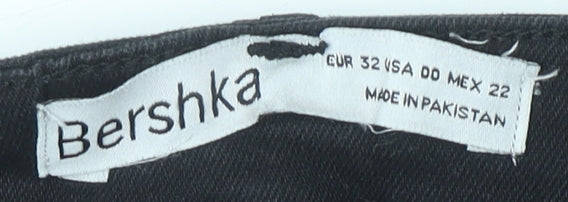 Womens UK Size 4 Bershka Slim Fit Cargo Black Jeans