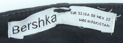 Womens UK Size 4 Bershka Slim Fit Cargo Black Jeans