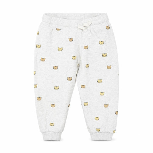 Front view of H&M unisex baby grey bear print cotton jogger trousers 18-24 months