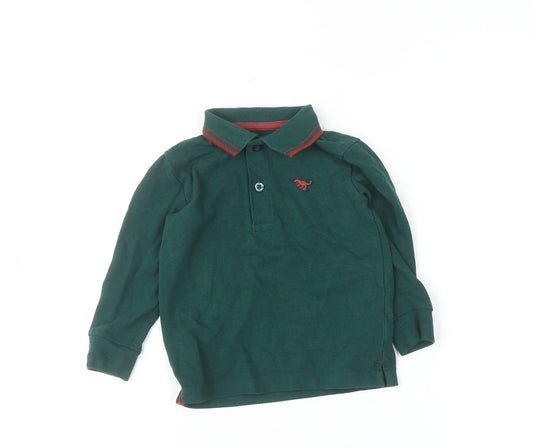 Next Boys Green Long Sleeve Cotton Polo Top 18-24 Months